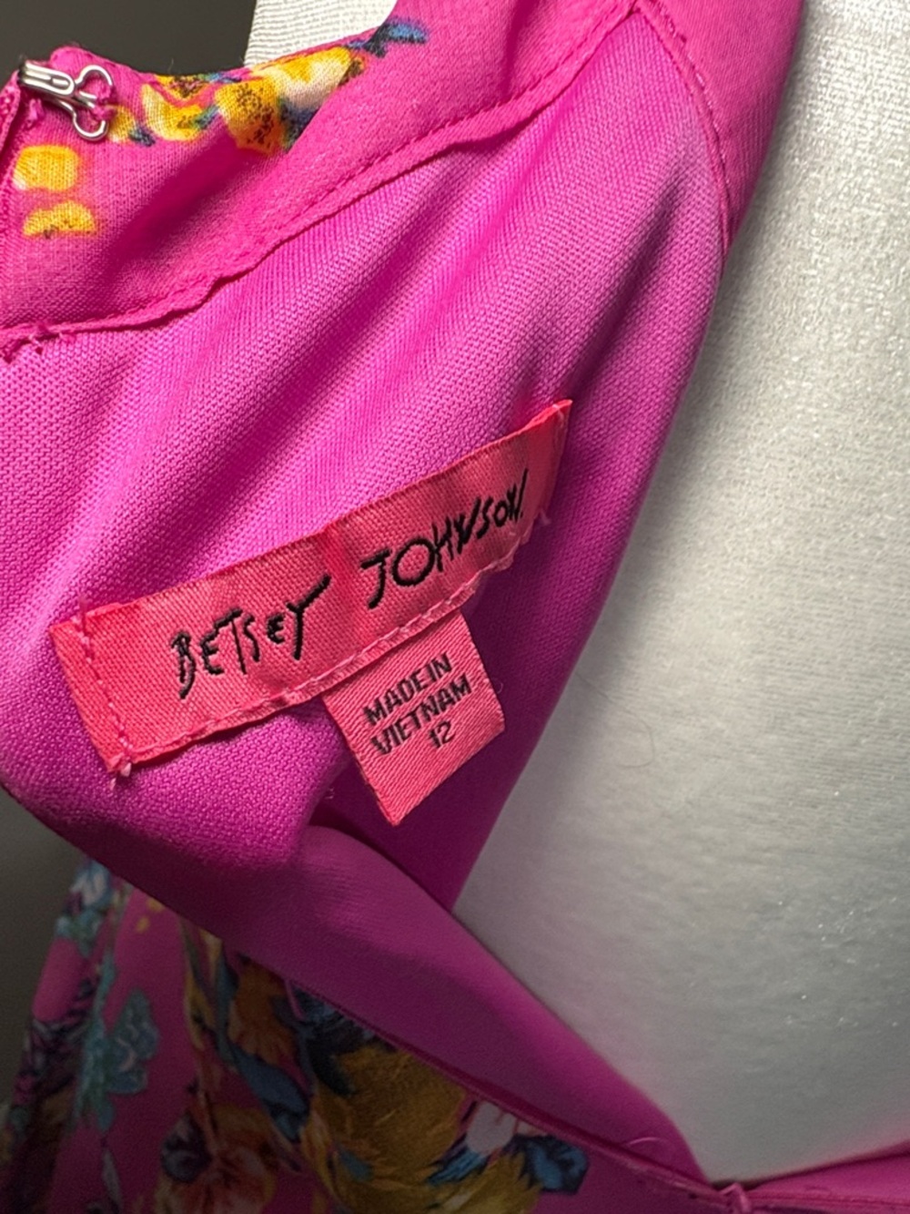 Betsey Johnson Fuchsia Floral Halter Mini Dress - Picture 3 of 3